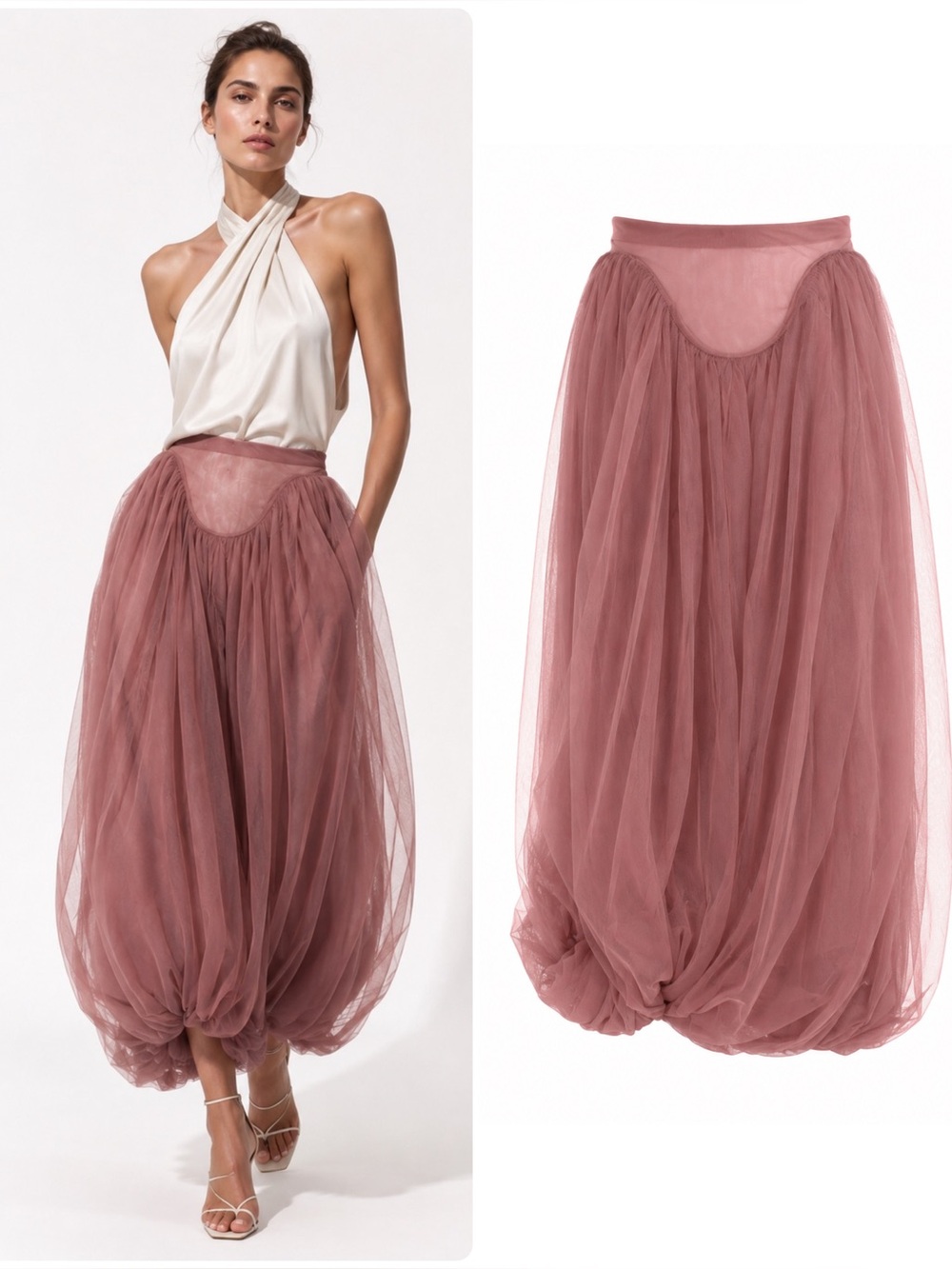 Tory Burch Tulle Draped Skirt